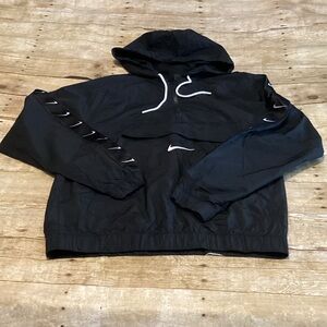 Nike Black Hoodie Windbreaker with White Accents